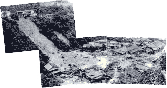 がけ崩れにより倒壊した家屋（神戸市長田区明泉寺町）