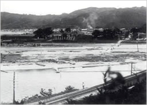 流失した矢田川矢田橋付近（香美町[旧香住町]七日市）