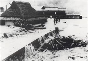 町道27号線中央橋の溢水状況（多可町[旧八千代町]中野間付近）