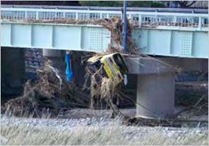 洲本川(桑間橋周辺)の被害状況（洲本市桑間）